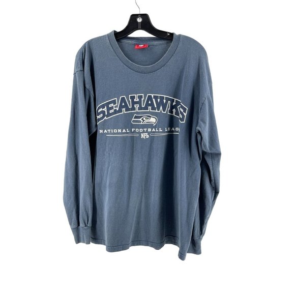 NFL Football Seattle Seahawks Blue Long Sleeve Graphic Tee T Shirt Large - Picture 2 of 12